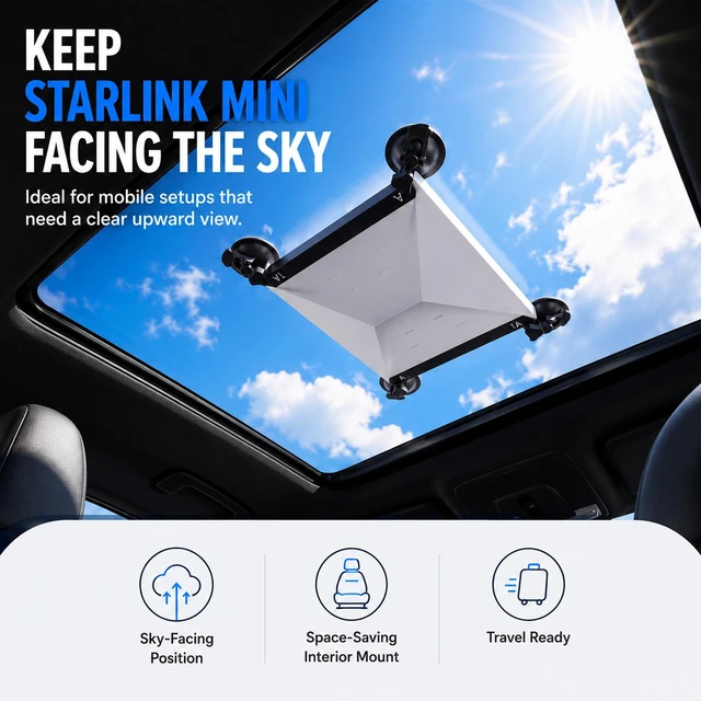 Alt view image 6 of 7 - Starlink Mini Mount, Suction Cup Glass Mount, Heavy Duty Base No Drilling Installation, Quick Setup, RV Truck Boat Travel Ready
