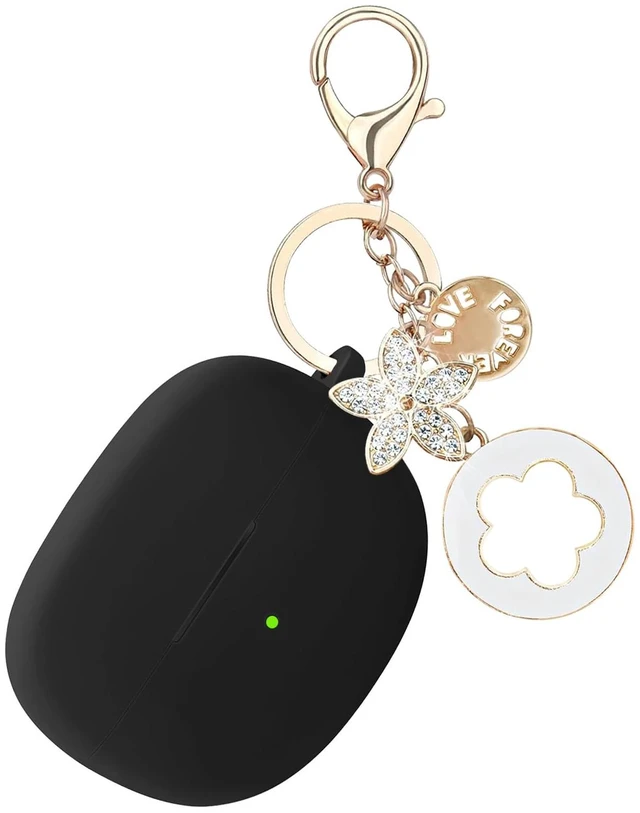 Main image of Case for Bose Ultra Open Earbuds (2024) with Bling Keychain Accessories Soft Silicone Protective Case Cover Compatible with Bose Ultra Open with Bling Keychain Accessories for Women Girls (Black)