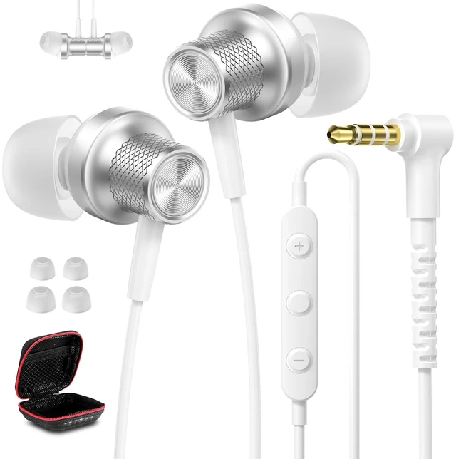 Main image of Wired Earbuds 3.5mm Earphones for Chromebook Laptop Kids School with Case 3.5 mm Jack Corded Headphones with Microphone Control Plug-in Earbud for Kindle Fire/Samsung/Computer/Tablet Airplane,White