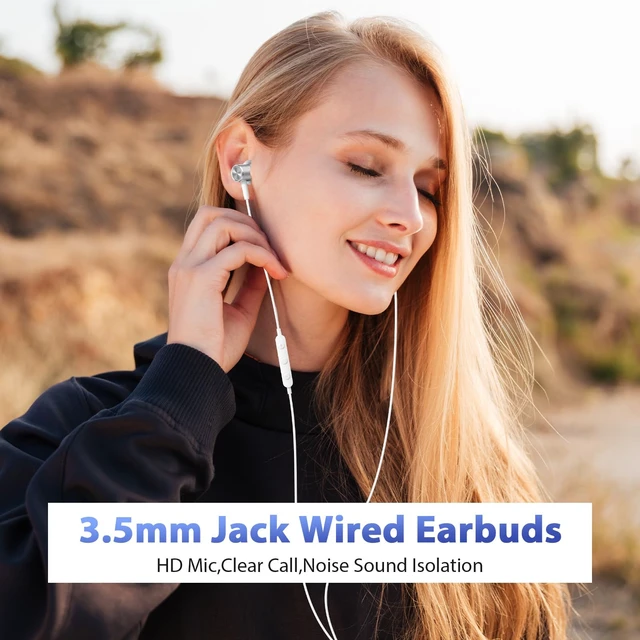 Alt view image 3 of 7 - Wired Earbuds 3.5mm Earphones for Chromebook Laptop Kids School with Case 3.5 mm Jack Corded Headphones with Microphone Control Plug-in Earbud for Kindle Fire/Samsung/Computer/Tablet Airplane,White