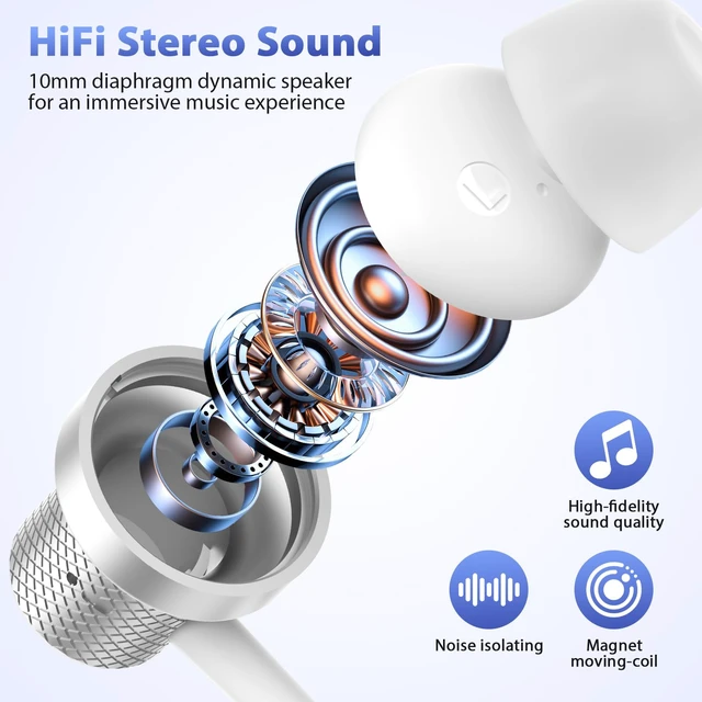 Alt view image 5 of 7 - Wired Earbuds 3.5mm Earphones for Chromebook Laptop Kids School with Case 3.5 mm Jack Corded Headphones with Microphone Control Plug-in Earbud for Kindle Fire/Samsung/Computer/Tablet Airplane,White