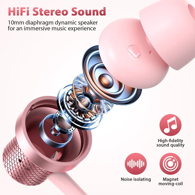Alt view image 3 of 7 - Wired Earbuds 3.5mm Earphones for Chromebook Laptop Kids School with Case 3.5 mm Jack Corded Headphones with Microphone Control Plug-in Earbuds for Kindle Fire/Samsung/Computer/Tablet Airplane,Pink
