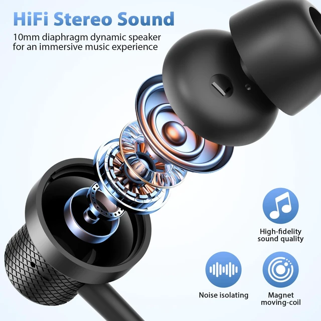 Alt view image 3 of 7 - Wired Earbuds 3.5mm Earphones for Chromebook Laptop Kids School with Case 3.5 mm Jack Corded Headphones with Microphone Control Plug-in Earbud for Kindle Fire/Samsung/Computer/Tablet Airplane,Black