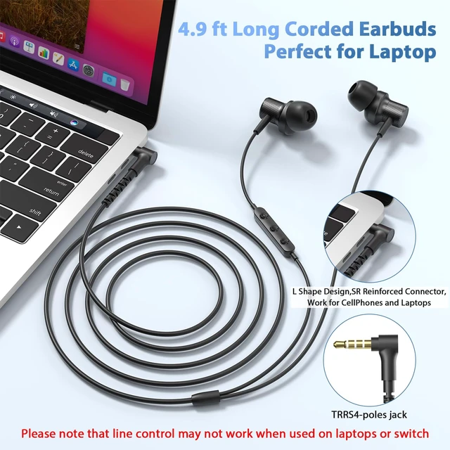 Alt view image 6 of 7 - Wired Earbuds 3.5mm Earphones for Chromebook Laptop Kids School with Case 3.5 mm Jack Corded Headphones with Microphone Control Plug-in Earbud for Kindle Fire/Samsung/Computer/Tablet Airplane,Black