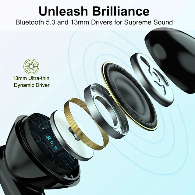 Alt view image 5 of 6 - True Wireless Earbuds, Active Noise Cancellation Bluetooth 5.3 TWS with 4 ENC mic, Charging Case with Battery Level Indication, Low Latency 30 Hrs Playback time