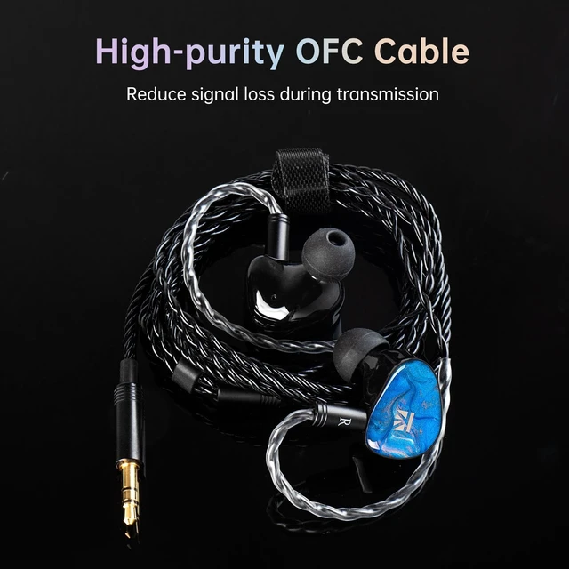 Alt view image 5 of 7 - KBEAR KB02 Colorful Resin Shell in Ear Monitor Headphones, Bone Conduction Dynamic Driver Wired Earbuds, IEM Headphones HiFi Earphones with 2Pin 4N OFC Cable 3.5mm Plug for Singers Musicians, Blue