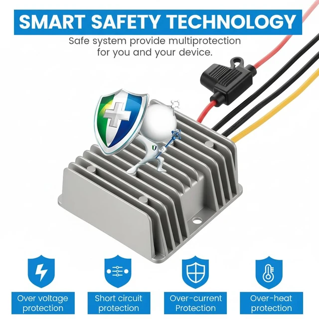 Alt view image 4 of 6 - Input DC 18V-72V to 12V 10A 120W Buck Converter18V 20V 24V 36V 48V 60V 72V to 12V Step Down Converter Voltage Regulator Reducer Waterproof for Golf Cart