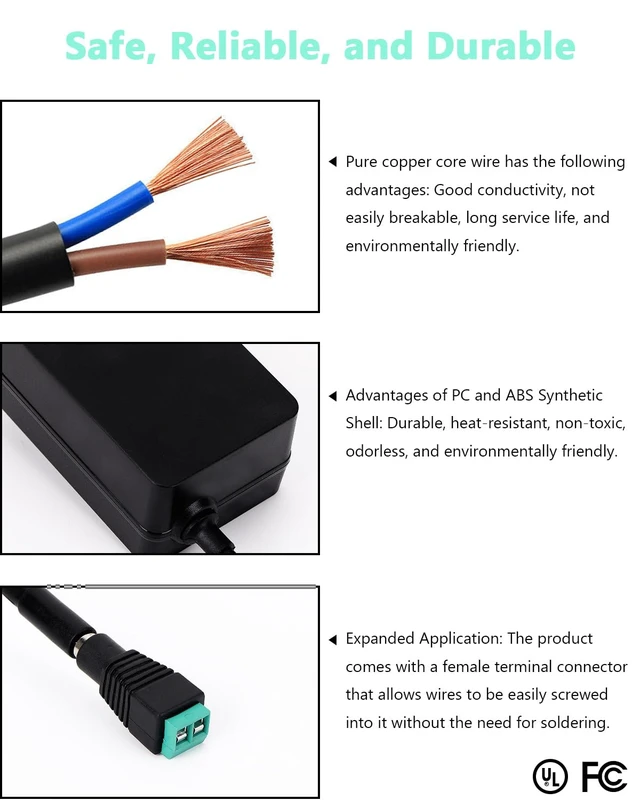 Alt view image 3 of 7 - 12V 5A DC Power Supply Adapter,UL Listed 12V 60W Power Supply with 5.5x2.1mm Plug&LED Plug,100V-240V 50-60Hz AC/DC Power Adapter,12 Volt 5Amp Power Supply for LED Strip Lights CCTV Camera