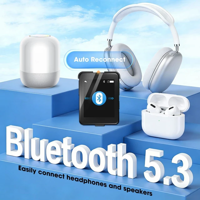 Alt view image 3 of 7 - Bluetooth 5.3 Mini MP3 Player, 1.8" Touchscreen Portable Tiny Music Player with Speaker, FM Radio, Voice Recorder, Pedometer, Detachable Sports Clip with Earphones, 8GB Expandable up to 128GB, Black