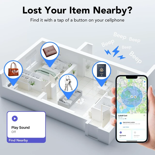 Alt view image 4 of 7 - 0.09in Slim Wallet Tracker Card for Apple iOS Find My App (4 Pack) Air Tracking Smart Card for Wallet, Wireless Charging, IP68 Waterproof, Key Finder & Item Locator for Keys, Bags, Passport