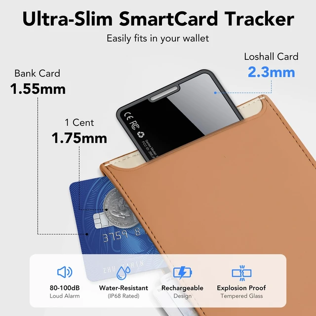 Alt view image 5 of 7 - 0.09in Slim Wallet Tracker Card for Apple iOS Find My App (4 Pack) Air Tracking Smart Card for Wallet, Wireless Charging, IP68 Waterproof, Key Finder & Item Locator for Keys, Bags, Passport