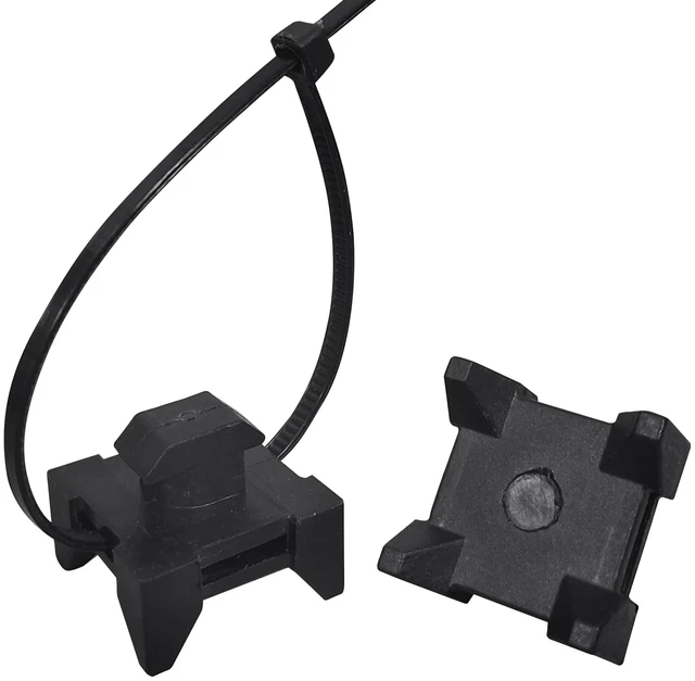 Main image of 25 Pieces Plastic Cable Zip Tie Mounting Block, Cables Base Fixture, Wire Clips, Management Fastener for 40 Series Aluminum T-Slot Extruded Profiles