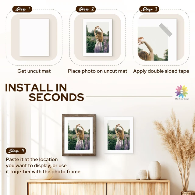 Alt view image 5 of 7 - 12 Sets Uncut Picture Mat Boards, 8x10/11x14/16x20 Matboards for Frames White, Acid-Free Matte Backing Boards for Prints, Photos, Arts, Back Support