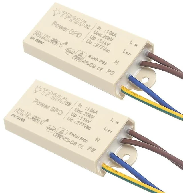Main image of 2Pcs Surge Protective Device, Power Surge Protector for Surge Protection, Low Voltage Surge Arrester for Indoor and Outdoor Lighting(110-277 VAC)