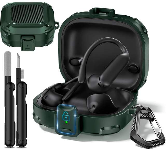 Main image of 2025 New Security Lock Case for Beats Powerbeats Pro 2 Wireless Bluetooth Earbuds, Shockproof Protective Hard Cases Cover for Beats Powerbeats Pro 2 (2025) Accessories, with Cleaning Kit & Keychain