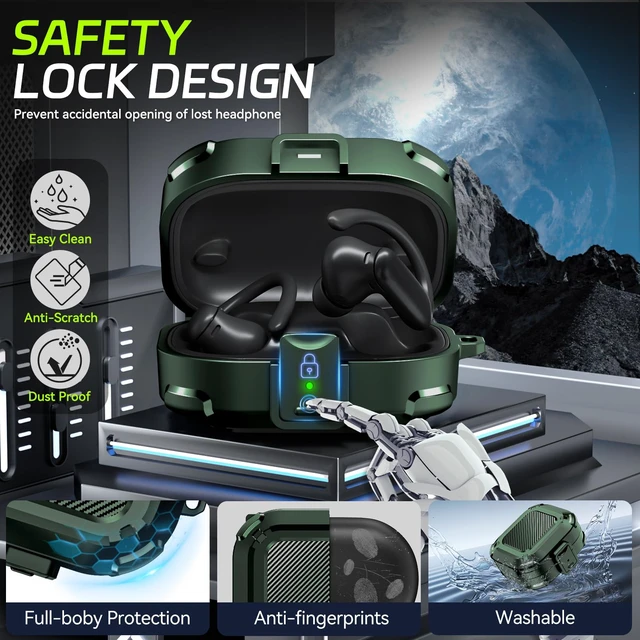 Alt view image 3 of 7 - 2025 New Security Lock Case for Beats Powerbeats Pro 2 Wireless Bluetooth Earbuds, Shockproof Protective Hard Cases Cover for Beats Powerbeats Pro 2 (2025) Accessories, with Cleaning Kit & Keychain