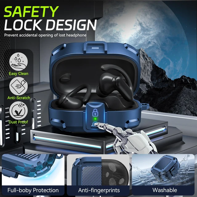Alt view image 3 of 7 - 2025 New Security Lock Case for Beats Powerbeats Pro 2 Wireless Bluetooth Earbuds, Shockproof Protective Hard Cases Cover for Beats Powerbeats Pro 2 (2025) Accessories, with Cleaning Kit & Keychain
