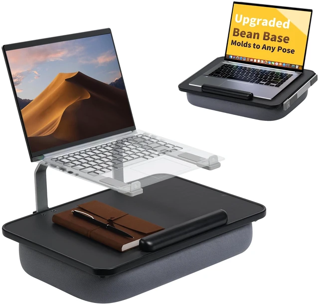 Main image of Rimkoo Elevated Lap Desk for 15.6" Laptop, 2-in-1 Dual Laptop Stand with Pillow Cushion, Lightweight Lap Tray for Couch & Bed, Ergonomic Design for Stable Typing & Relaxed Posture, Black