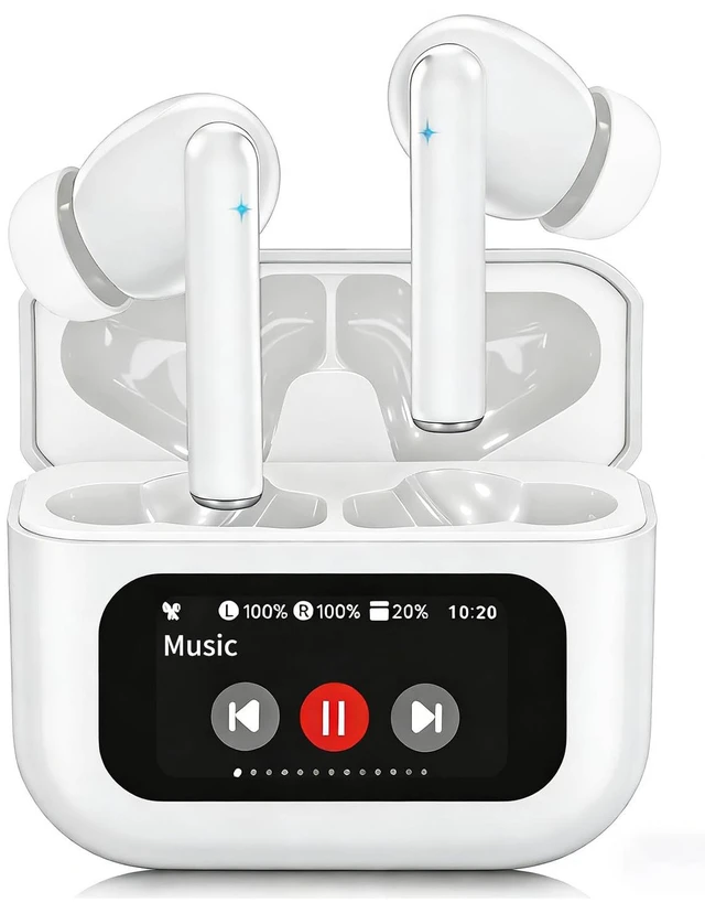 Main image of Wireless Earbuds Bluetooth Headphones with LED Touchsceen, White IPX7 Waterproof Wireless Earphones, Hi-Fi Stereo & 68H Playtime, ANC ENC Noise Cancelling, for Work/Running/Trave
