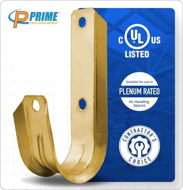 Alt view image 3 of 7 - 1 5/16 Inch Heavy Duty Metal Cable & Wire Support J-Hook Hangers for Wall Mounting & Attaching to Vertical Surfaces for Cable & Wire Management