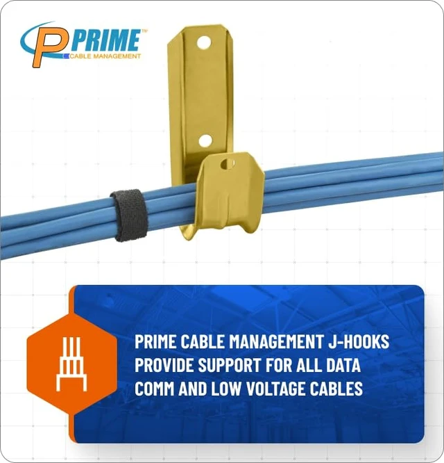 Alt view image 5 of 7 - 1 5/16 Inch Heavy Duty Metal Cable & Wire Support J-Hook Hangers for Wall Mounting & Attaching to Vertical Surfaces for Cable & Wire Management