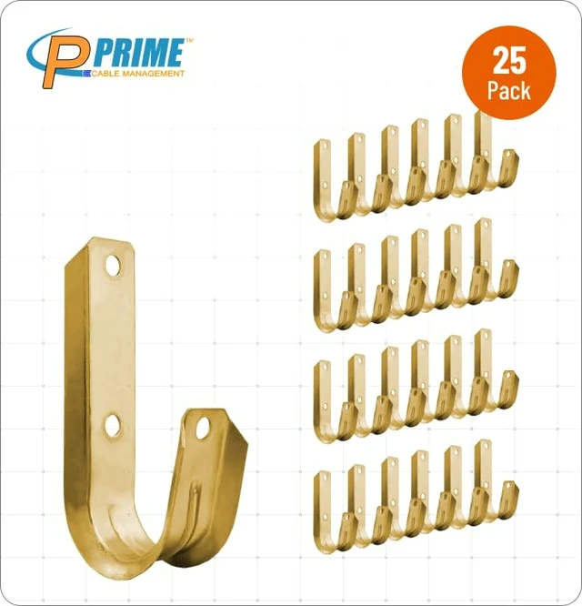 Alt view image 7 of 7 - 1 5/16 Inch Heavy Duty Metal Cable & Wire Support J-Hook Hangers for Wall Mounting & Attaching to Vertical Surfaces for Cable & Wire Management