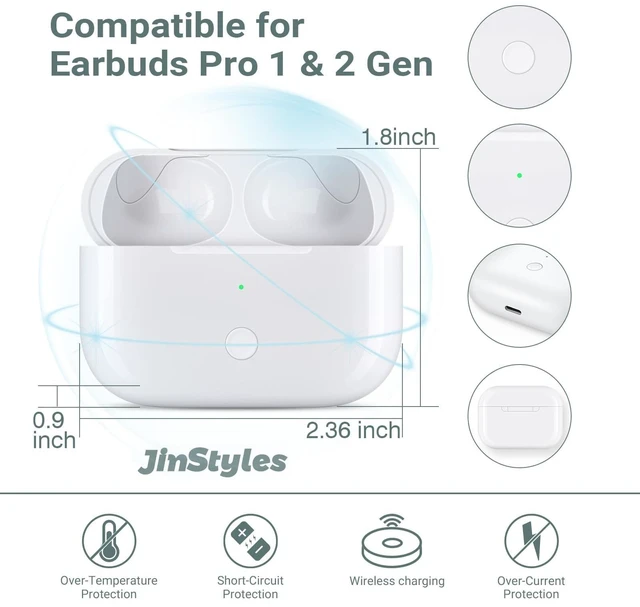 Alt view image 6 of 7 - Wireless Charging Case Compatible for AirPods Pro 2nd & 1st Generation - Replacement Charger Case with Bluetooth Pairing Sync Button