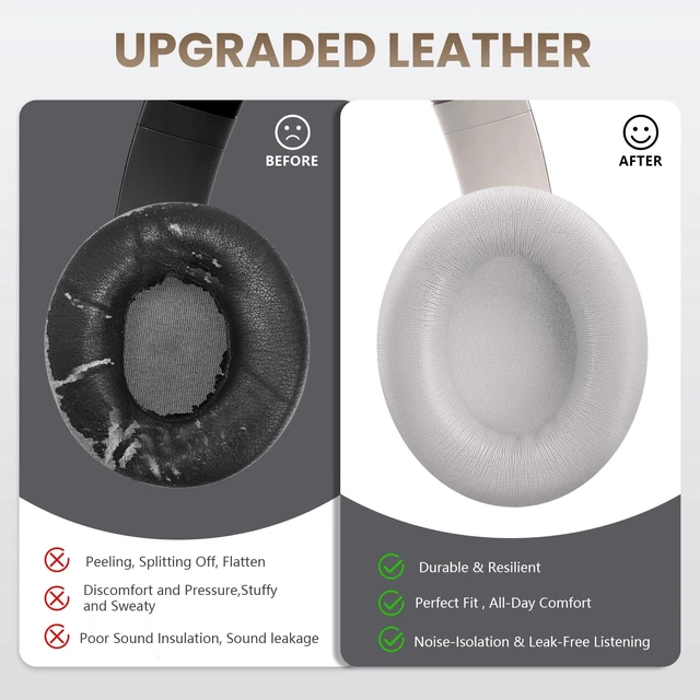 Alt view image 5 of 7 - Studio Pro Headphone Ear Pads, Replacement Earpads/Cushions for Beats Studio Pro, with Premium Protein Leather, Resilient Memory Foam, Added Thickness