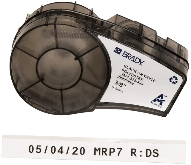 Main image of Authentic (M21-375-488) Solvent-Resistant Lab Label for Lab, Barcode and Printed Circuit Board Labeling, Black on White- For M210, M210-LAB, M211, BMP21-PLUS and BMP21-LAB Printers.375" W 21'L