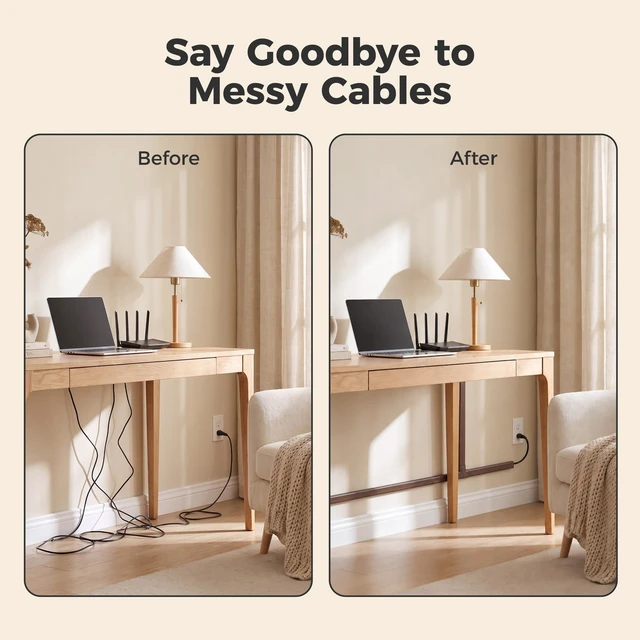 Alt view image 7 of 7 - TV Cord Hider, 71in Cord Cover, 1.18in W X 0.61in H, Darkwood Cord Covers for Wires on Wall, Cable Management Kit Hide 3-4 Wires, TV Wire Hider Wall