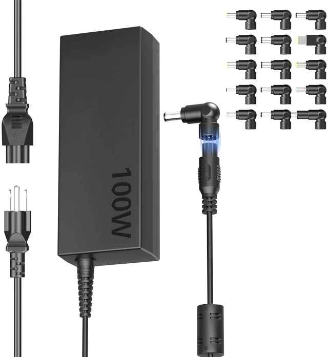 Main image of 100W Universal Laptop Charger 15 Tips for HP Dell Lenovo Acer Asus Toshiba 15 Tips Compatible with HP Dell Lenovo Acer Asus Toshiba Sony Gateway Samsung Notebook Chromebook, for 90W 65W 45W Laptops