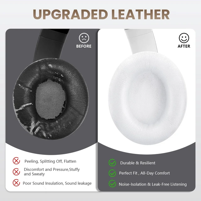 Alt view image 5 of 7 - Studio Pro Headphone Ear Pads, Replacement Earpads/Cushions for Beats Studio Pro, with Premium Protein Leather, Resilient Memory Foam, Added Thickness