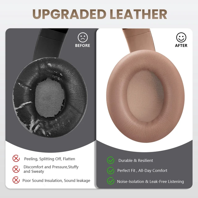 Alt view image 5 of 7 - Studio Pro Headphone Ear Pads, Replacement Earpads/Cushions for Beats Studio Pro, with Premium Protein Leather, Resilient Memory Foam, Added Thickness