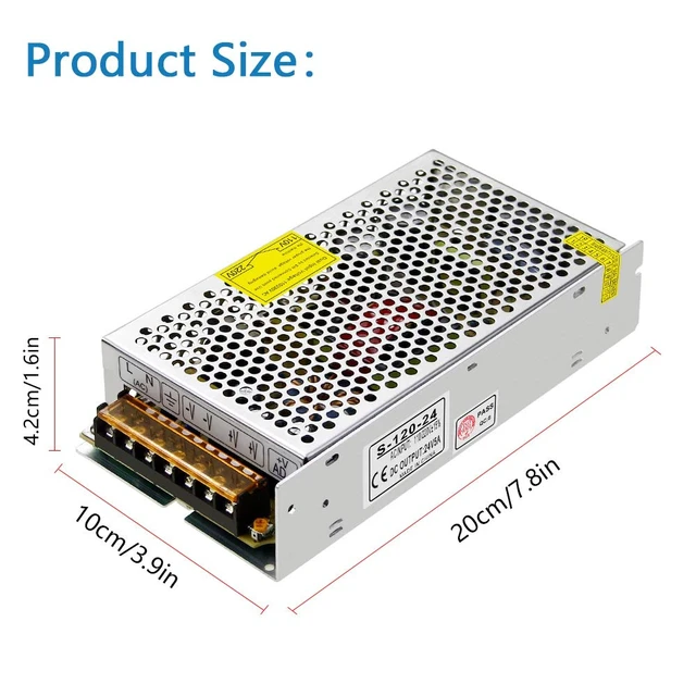 Alt view image 2 of 7 - DC 24V 5A Switching Power Supply 120W AC/DC Adapter Transformer AC 110V/220V to DC 24Volt 5amp 4A Converter,2 Channels,for LED Strip Lights 3D Printer CCTV Camera LCD Monitor,Indoor Use