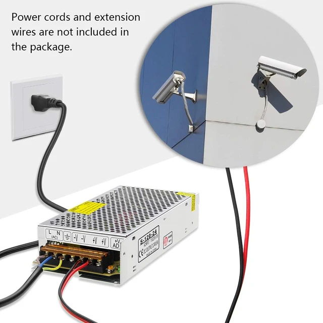 Alt view image 7 of 7 - DC 24V 5A Switching Power Supply 120W AC/DC Adapter Transformer AC 110V/220V to DC 24Volt 5amp 4A Converter,2 Channels,for LED Strip Lights 3D Printer CCTV Camera LCD Monitor,Indoor Use