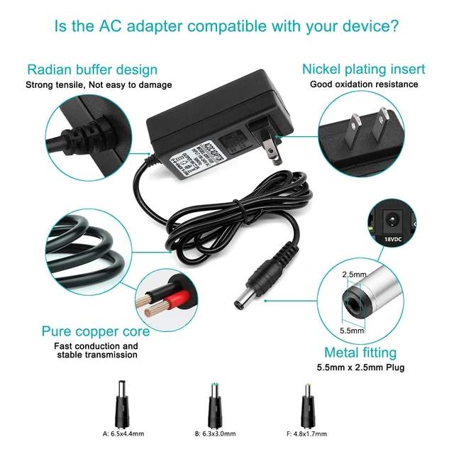Alt view image 2 of 5 - 18V DC Adapter Charger Compatible for Altec Lansing Mix 2.0 Rockbox XL 2.0 IMW999, Altec Lansing IMW889 Bluetooth Speakers, Brookstone Big Blue Studio Speaker & More 18V Charging Cable Power Cord