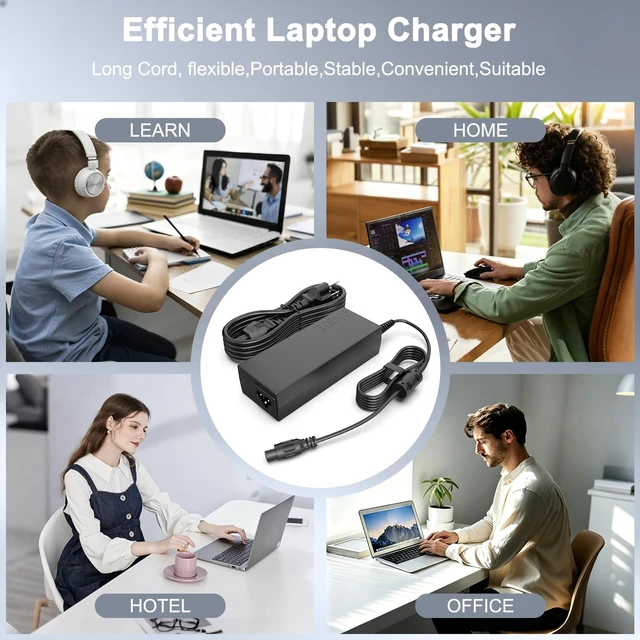 Alt view image 7 of 7 - 100W Universal Laptop Charger 15 Tips for HP Dell Lenovo Acer Asus Toshiba 15 Tips Compatible with HP Dell Lenovo Acer Asus Toshiba Sony Gateway Samsung Notebook Chromebook, for 90W 65W 45W Laptops