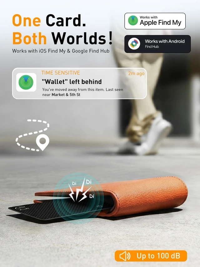 Alt view image 2 of 7 - MFi Certified Wallet Tracker Card with Card Holder,Rechargeable Android & iOS Item Finder for Wallets Passport Luggage,Compatible with iOS Find My & Google Find Hub,Ultra Slim