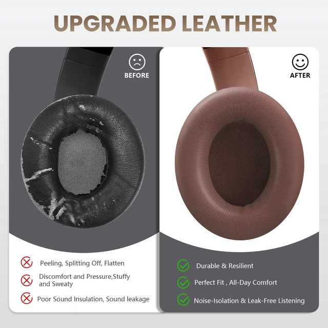 Alt view image 5 of 7 - Studio Pro Headphone Ear Pads, Replacement Earpads/Cushions for Beats Studio Pro, with Premium Protein Leather, Resilient Memory Foam, Added Thickness