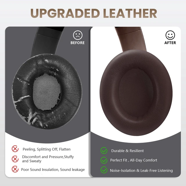 Alt view image 5 of 7 - Studio Pro Headphone Ear Pads, Replacement Earpads/Cushions for Beats Studio Pro, with Premium Protein Leather, Resilient Memory Foam, Added Thickness