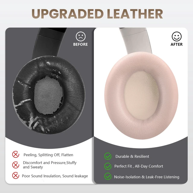 Alt view image 5 of 7 - Studio Pro Headphone Ear Pads, Replacement Earpads/Cushions for Beats Studio Pro, with Premium Protein Leather, Resilient Memory Foam, Added Thickness