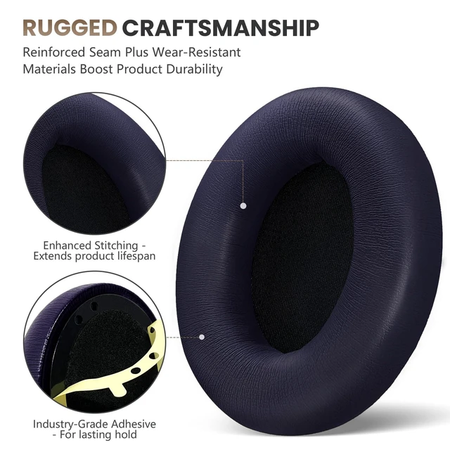 Alt view image 3 of 7 - Studio Pro Headphone Ear Pads, Replacement Earpads/Cushions for Beats Studio Pro, with Premium Protein Leather, Resilient Memory Foam, Added Thickness