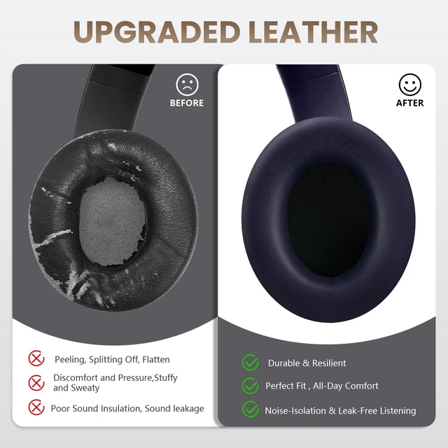 Alt view image 5 of 7 - Studio Pro Headphone Ear Pads, Replacement Earpads/Cushions for Beats Studio Pro, with Premium Protein Leather, Resilient Memory Foam, Added Thickness