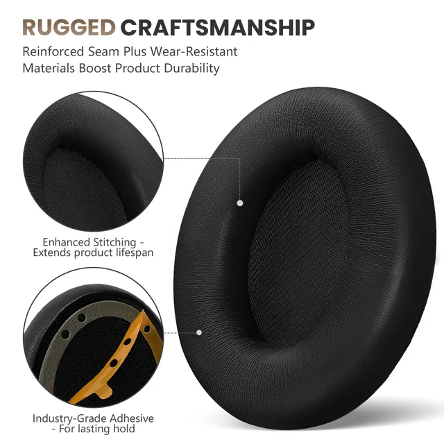 Alt view image 3 of 7 - Studio Pro Headphone Ear Pads, Replacement Earpads/Cushions for Beats Studio Pro, with Premium Protein Leather, Resilient Memory Foam, Added Thickness