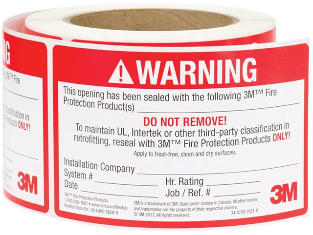 Main image of Firestop Identification Label, 3 in x 5 in, 250 Labels/roll, 1 Roll