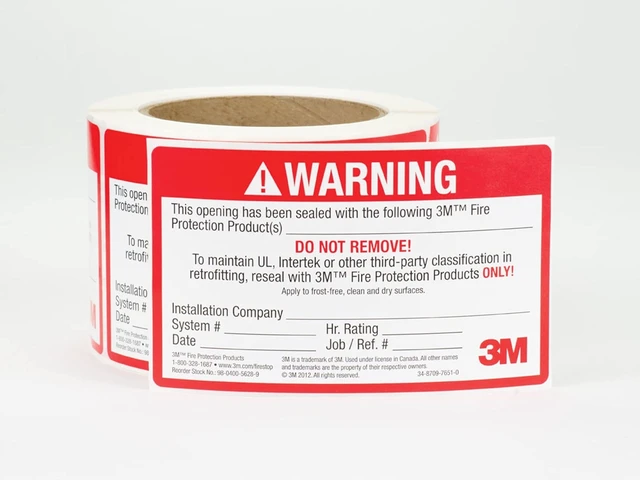 Alt view image 2 of 2 - Firestop Identification Label, 3 in x 5 in, 250 Labels/roll, 1 Roll