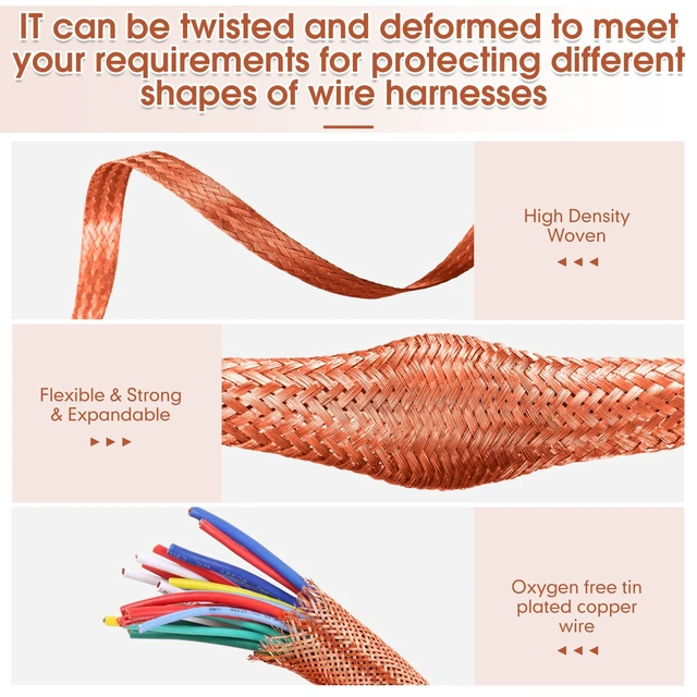 Alt view image 3 of 7 - Orange 3 Rolls Tinned Copper Braid Cable Shielding Sleeve
