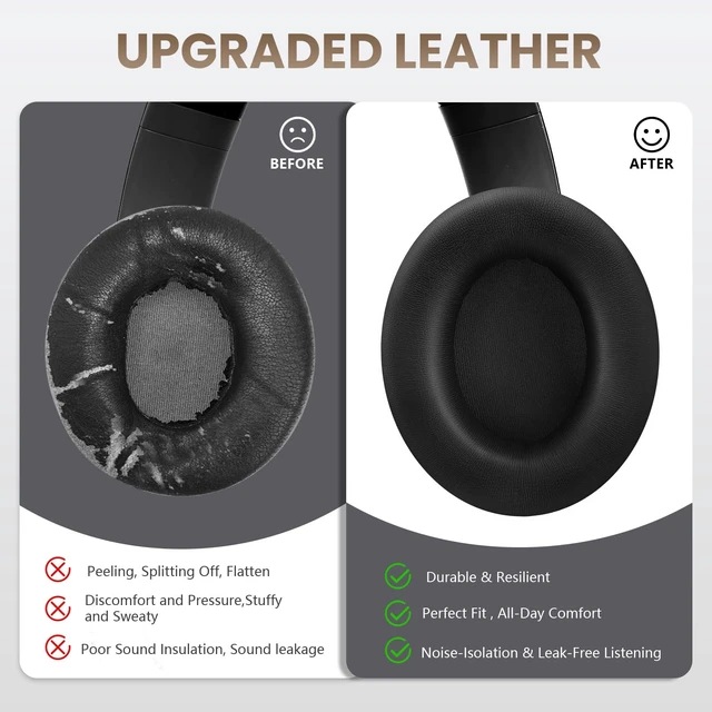 Alt view image 5 of 7 - Studio Pro Headphone Ear Pads, Replacement Earpads/Cushions for Beats Studio Pro, with Premium Protein Leather, Resilient Memory Foam, Added Thickness