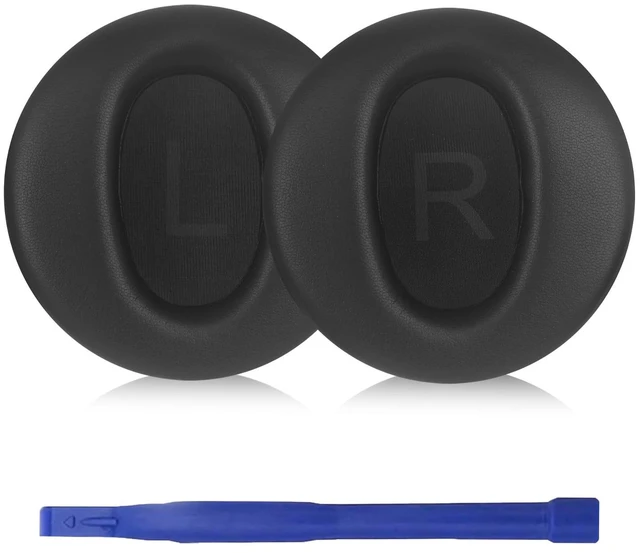 Main image of Replacement Ear Pads for Wyze Headphones, Protein Leather, Black Soft protein leather with memory foam, noise isolating, snap-on installation, replacement cushions for Wyze headphones