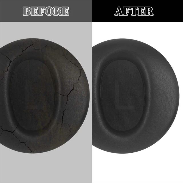 Alt view image 5 of 6 - Replacement Ear Pads for Wyze Headphones, Protein Leather, Black Soft protein leather with memory foam, noise isolating, snap-on installation, replacement cushions for Wyze headphones